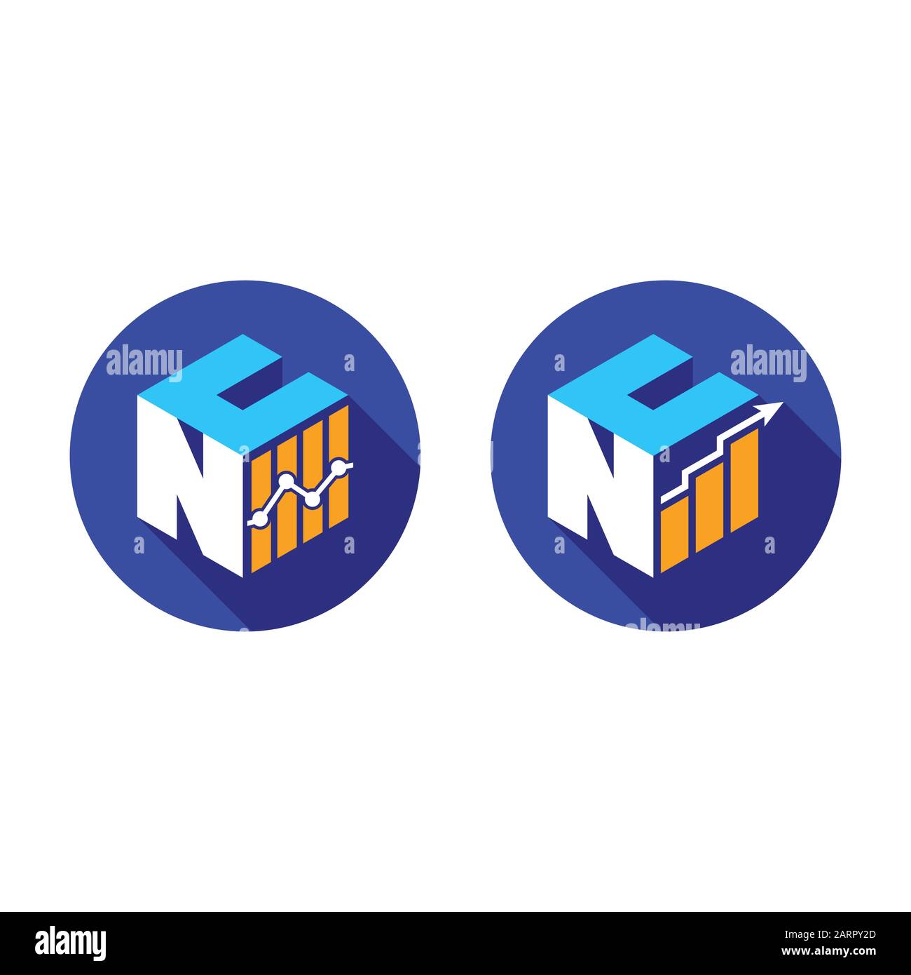 Police cubique N C avec symbole du logo financier, alphabet isométrique vectoriel Illustration de Vecteur