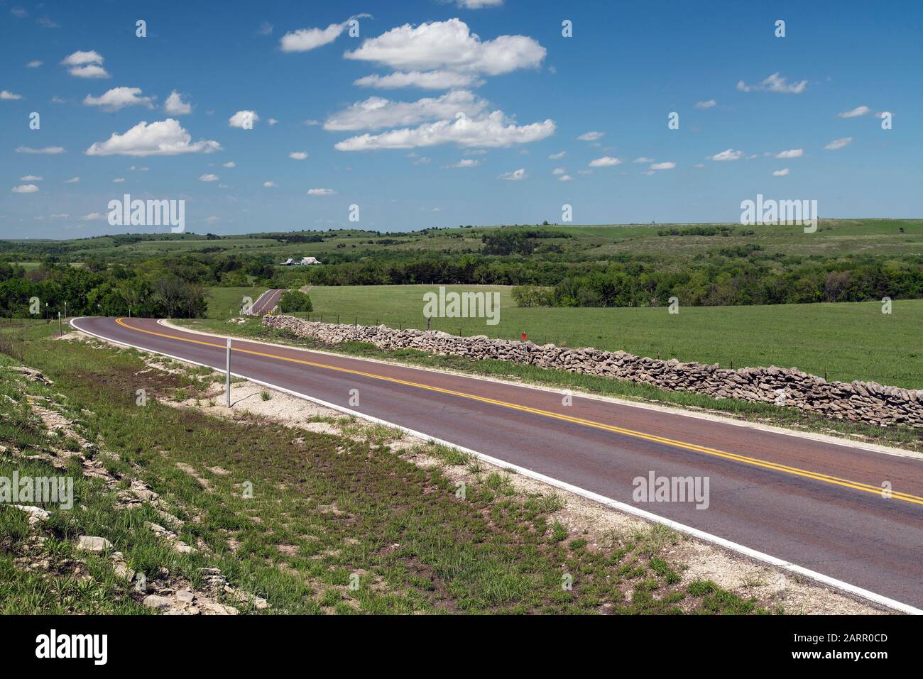 Les pâturages verts dans le Kansas de Flint Hills Banque D'Images