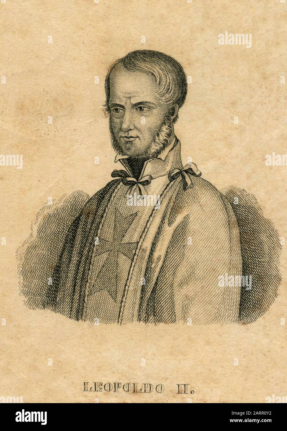 Portrait de Leopoldo II de Toscane, lithographie 1850 Banque D'Images