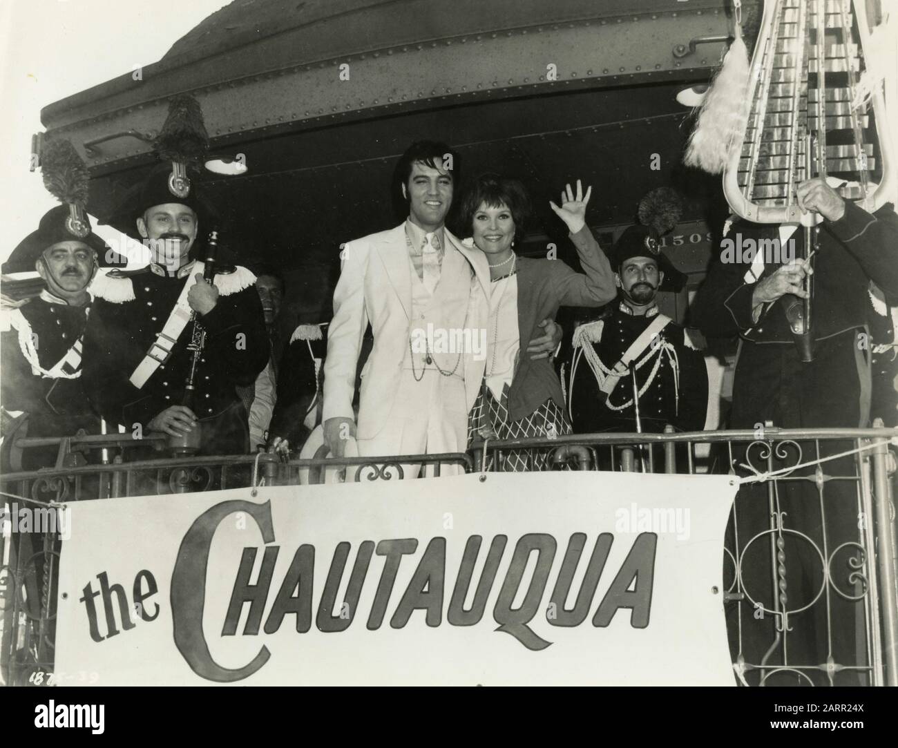 Chanteur et acteur américain Elvis Presley lors d'une présentation du film The trouble with Girls, USA 1969 Banque D'Images