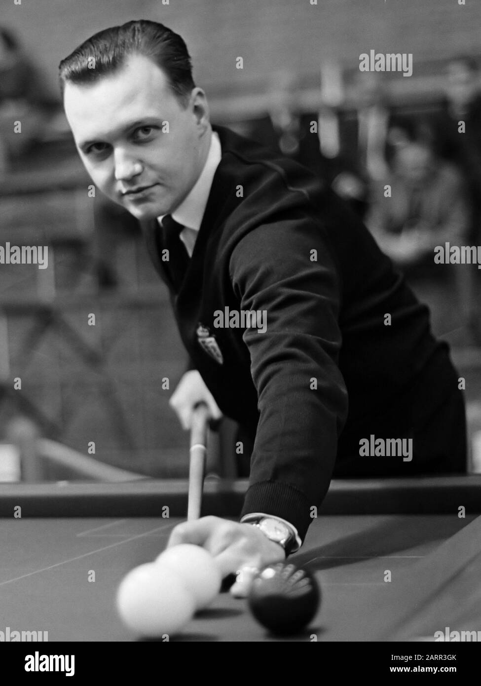 ' Europese Kampioenschappen biljarten te Amersfoort: Léo Corin 8 décembre 1966; ' Banque D'Images