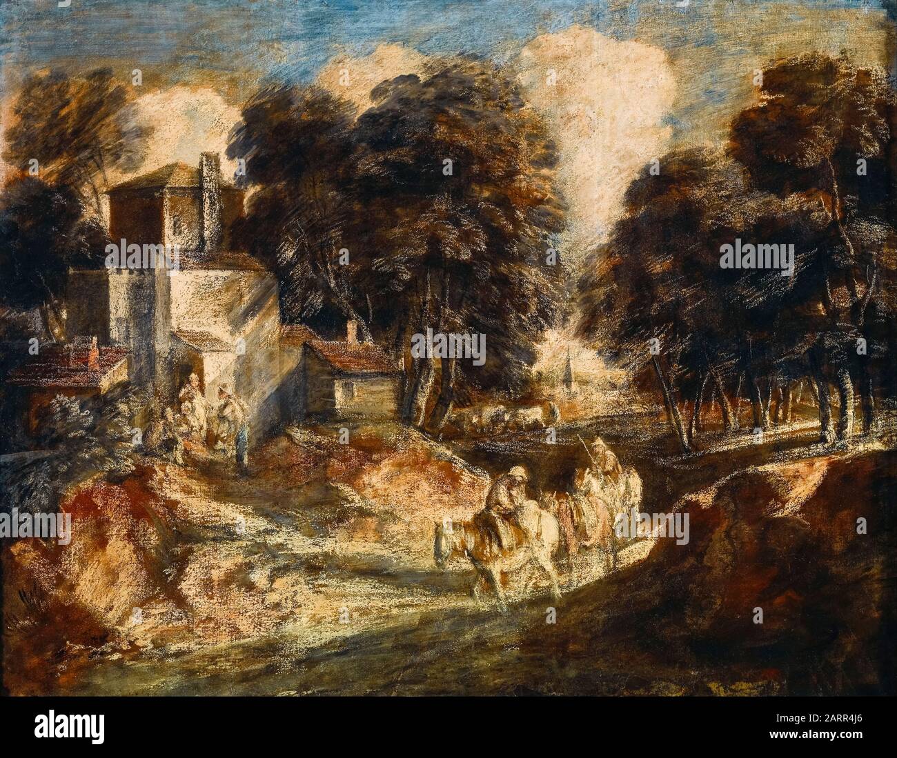 Thomas Gainsborough, Paysage Boisé Avec Paysans Montés, Peinture, 1772 Banque D'Images