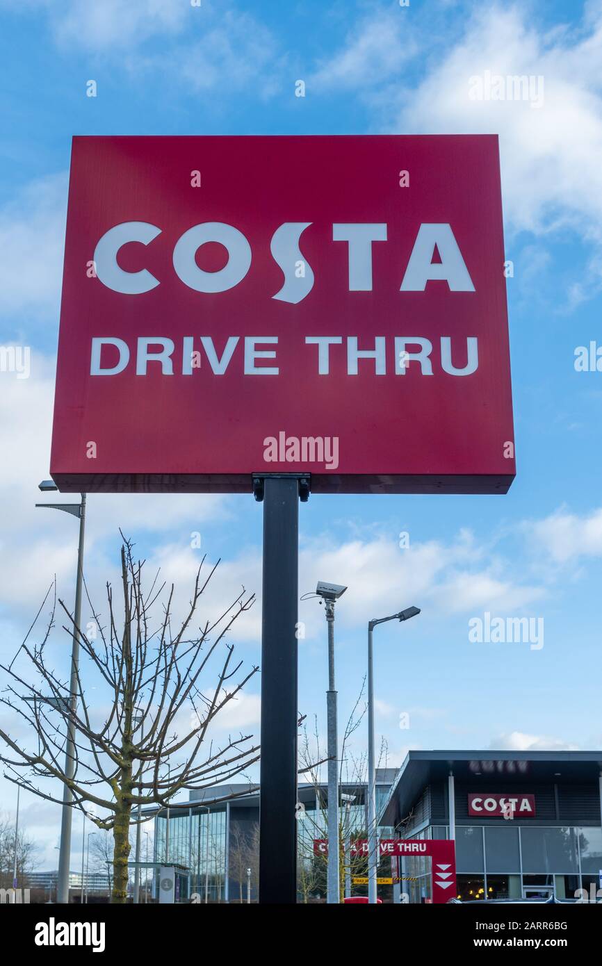 Costa Coffee drive thru sign Banque D'Images
