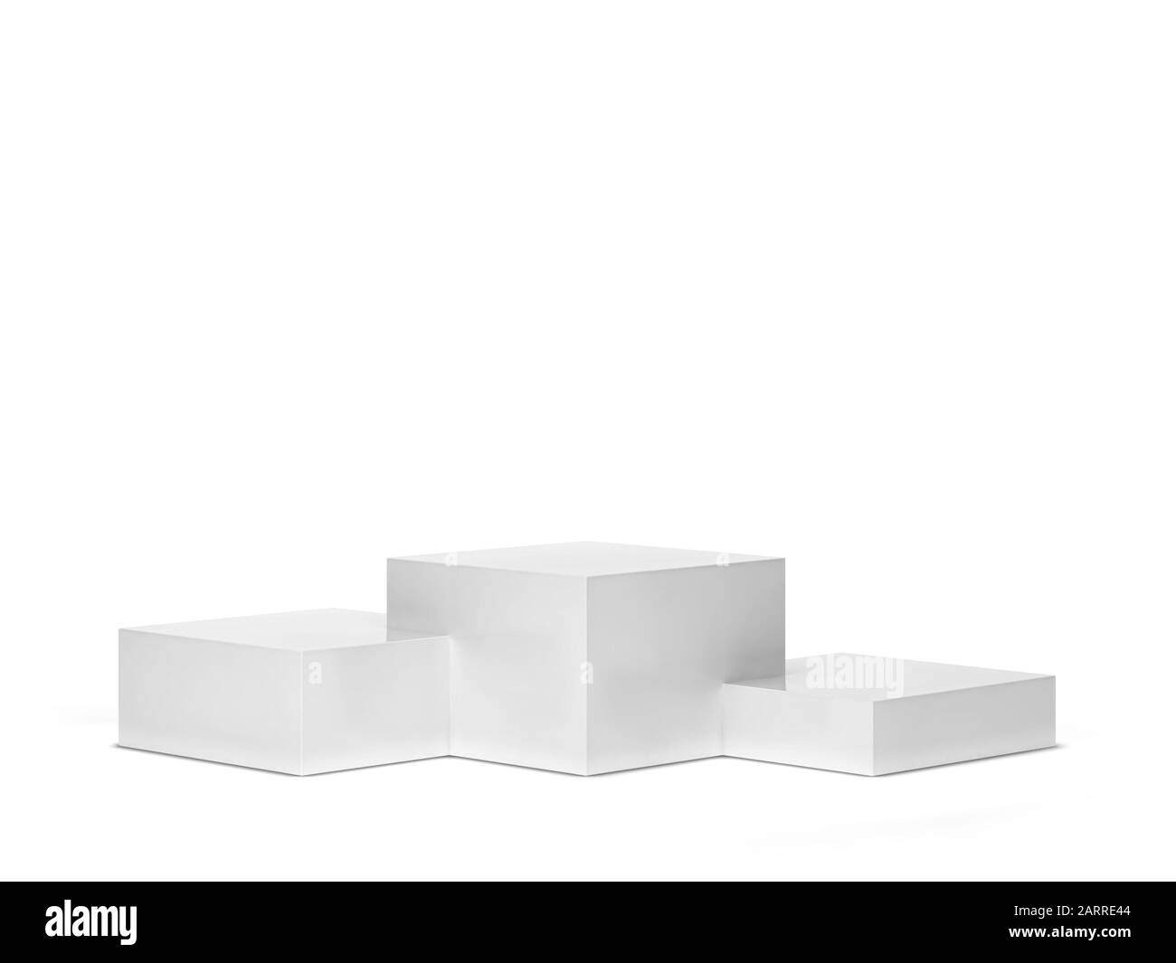 Podium gagnant avec trois étapes. illustration tridimensionnelle isolée sur fond blanc Banque D'Images