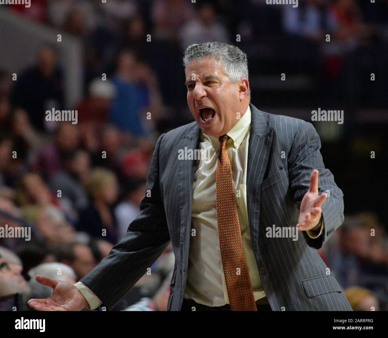 Oxford, MS, États-Unis. 28 janvier 2020. Auburn Head Coach, Bruce Pearl, pendant le match de basket-ball NCAA entre les Tigers Auburn et les Rebelles Ole'Miss au Pavillion à Oxford, en SM. Kevin Langley/Sports South Media/Csm/Alay Live News Banque D'Images