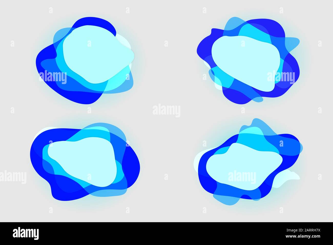 Bleu moderne couleurs vives couleurs rondes éléments effet superposé. Formes rondes libres bleu néon couleurs vives ensemble Illustration de Vecteur