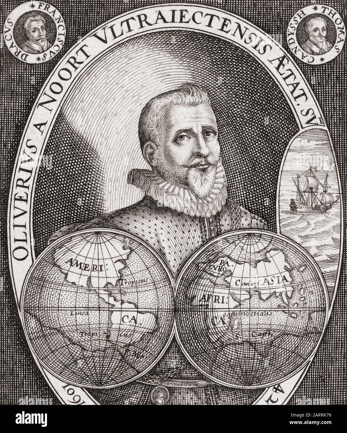 Olivier van Noort, 1558 – 1627. Capitaine marchand néerlandais et le premier Néerlandais à naviguer dans le monde. Banque D'Images