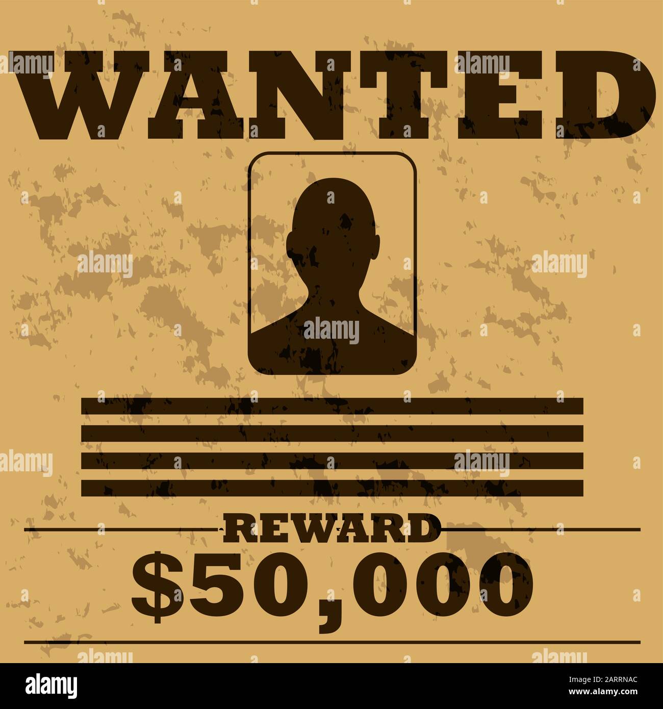 Concept illustration d'un modèle pour l'affiche un homme recherché dans le vieux style de l'Ouest Illustration de Vecteur