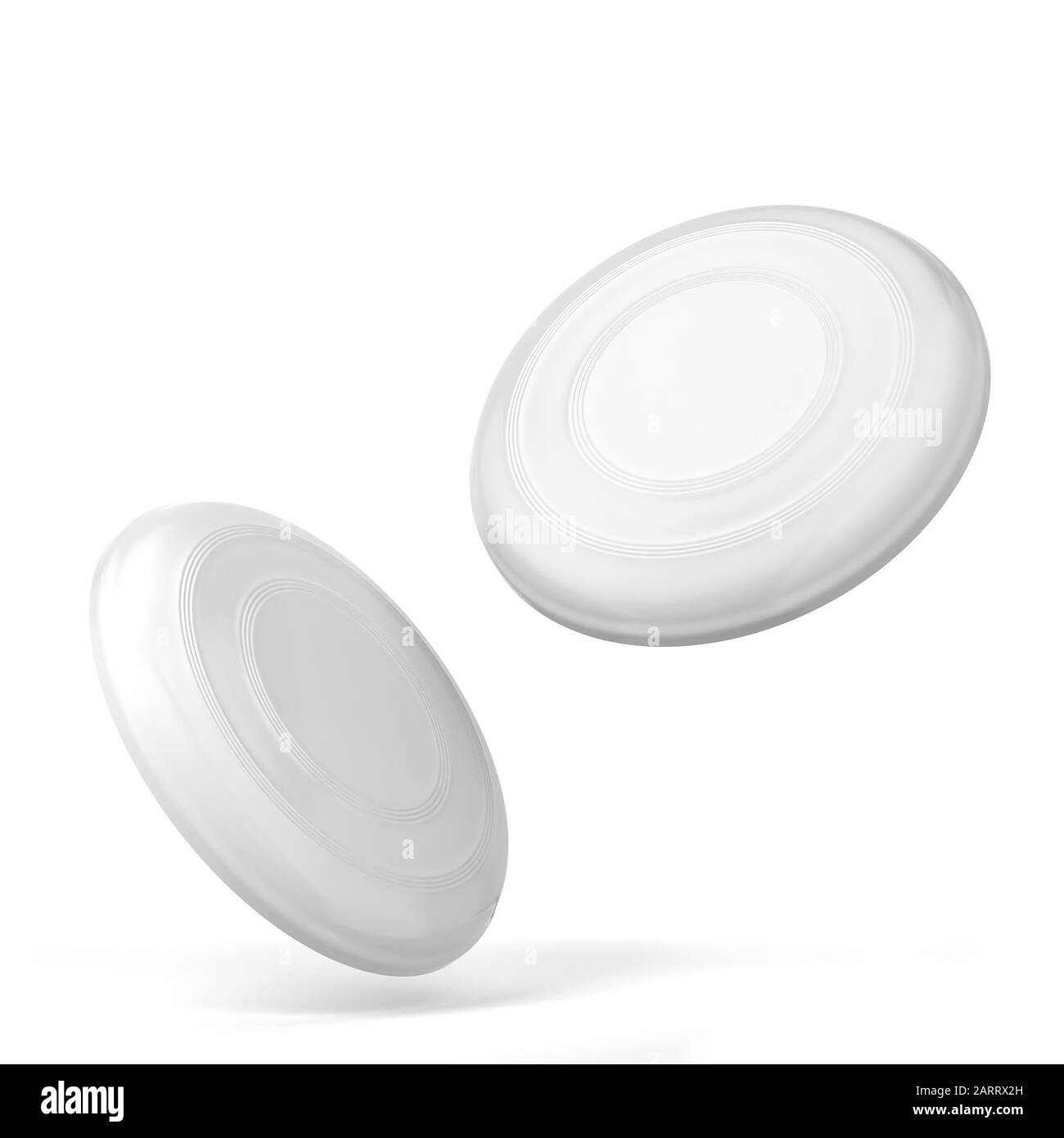 Maquette de frisbee vierge. illustration tridimensionnelle isolée sur fond blanc Banque D'Images