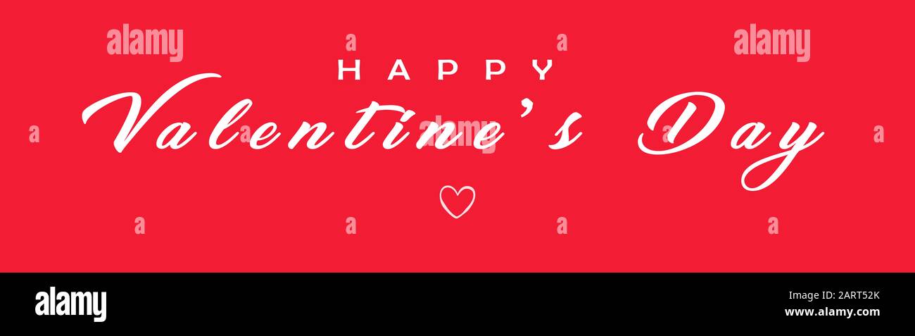 Bonne Saint Valentin bannière calligraphie sur fond rouge. Carte de vœux avec texte typographique Saint Valentin et coeur Banque D'Images