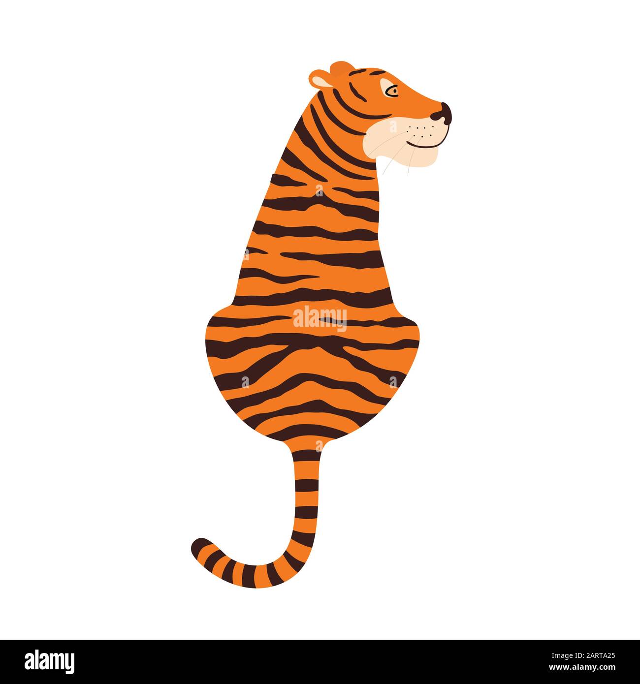 Vue sur le tigre assis de l'arrière. Illustration vectorielle. Illustration de Vecteur