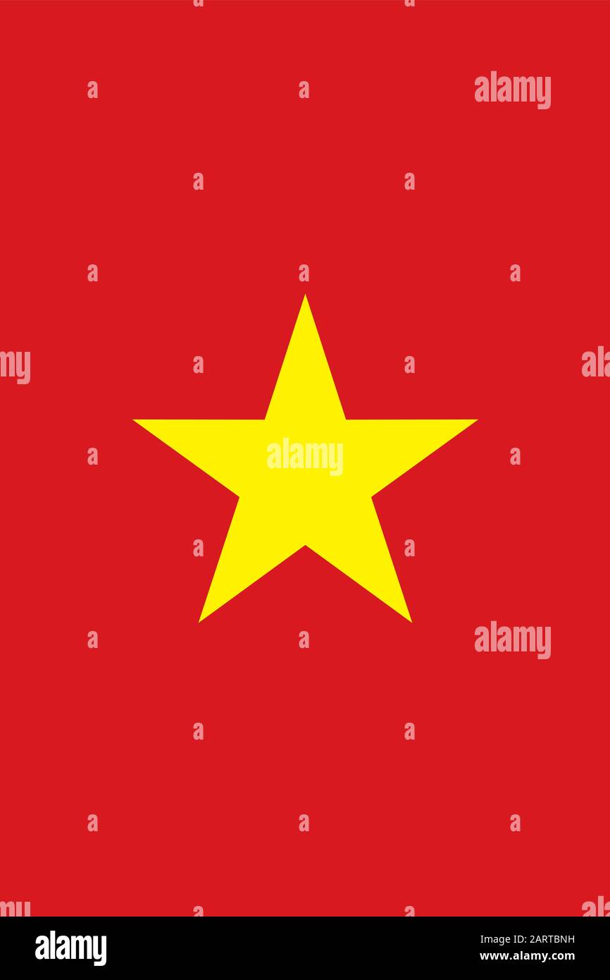 Le drapeau de la République démocratique du Vietnam. Il représente une étoile à cinq pointes sur un arrière-plan rouge. Symbole d'état vietnamien. Illustration de Vecteur