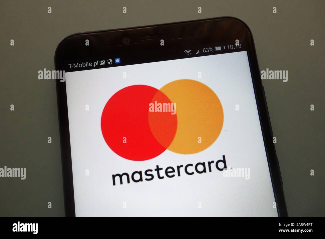 Logo Mastercard sur un smartphone Banque D'Images