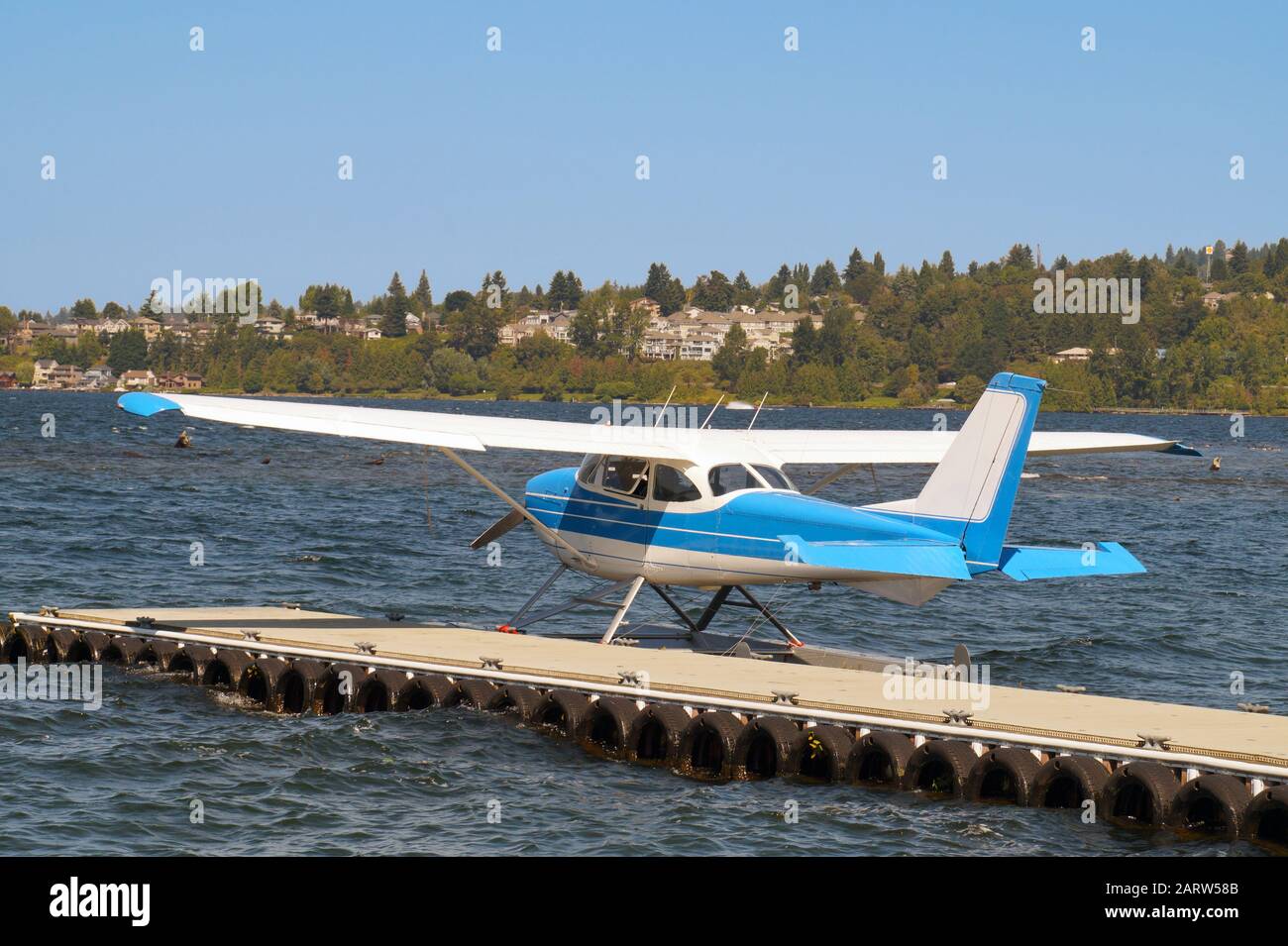 Lac Washington, Redmond. ÉTATS-UNIS. Hydravion préparé pour le décollage. Banque D'Images