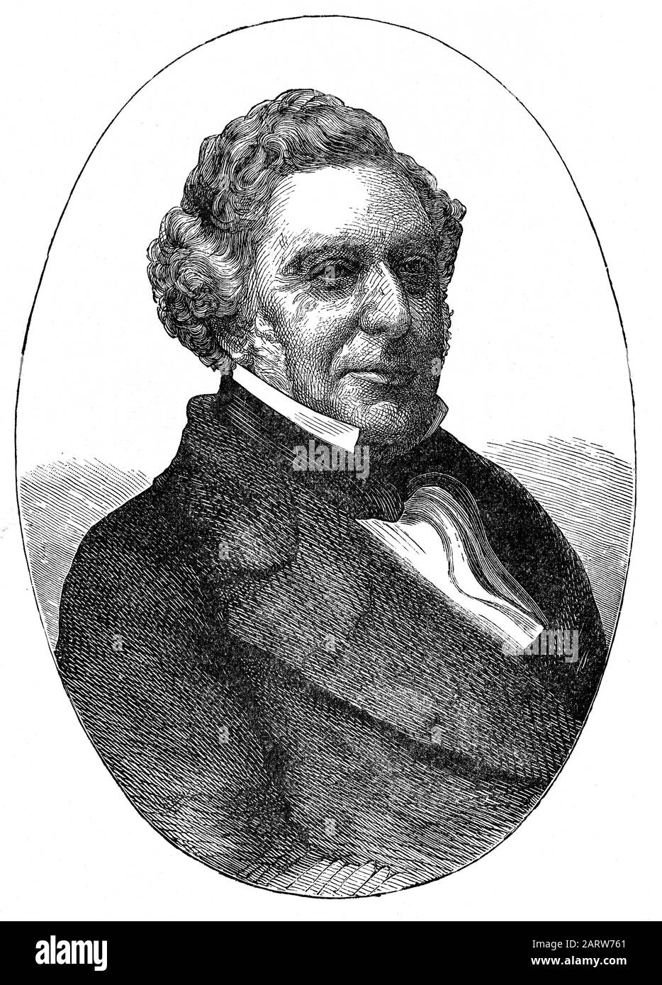 Portrait de Robert Stephenson (1803-1859), ancien ingénieur ferroviaire et civil anglais et seul fils de George Stephenson, le « Père des chemins de fer ». Il a bâti sur les réalisations de son père. Robert a été appelé le plus grand ingénieur du XIXe siècle. Banque D'Images