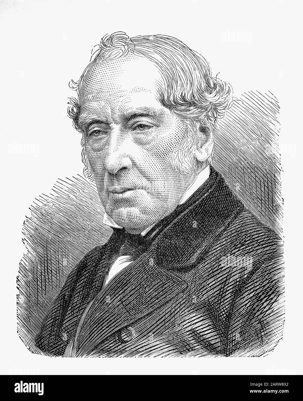 Sir William Fairbairn (1789-1874) était ingénieur civil écossais, ingénieur de construction et constructeur de navires qui succède à George Stephenson et Robert Stephenson pour devenir le troisième président de l'institution of Mechanical Engineers en 1854. Banque D'Images