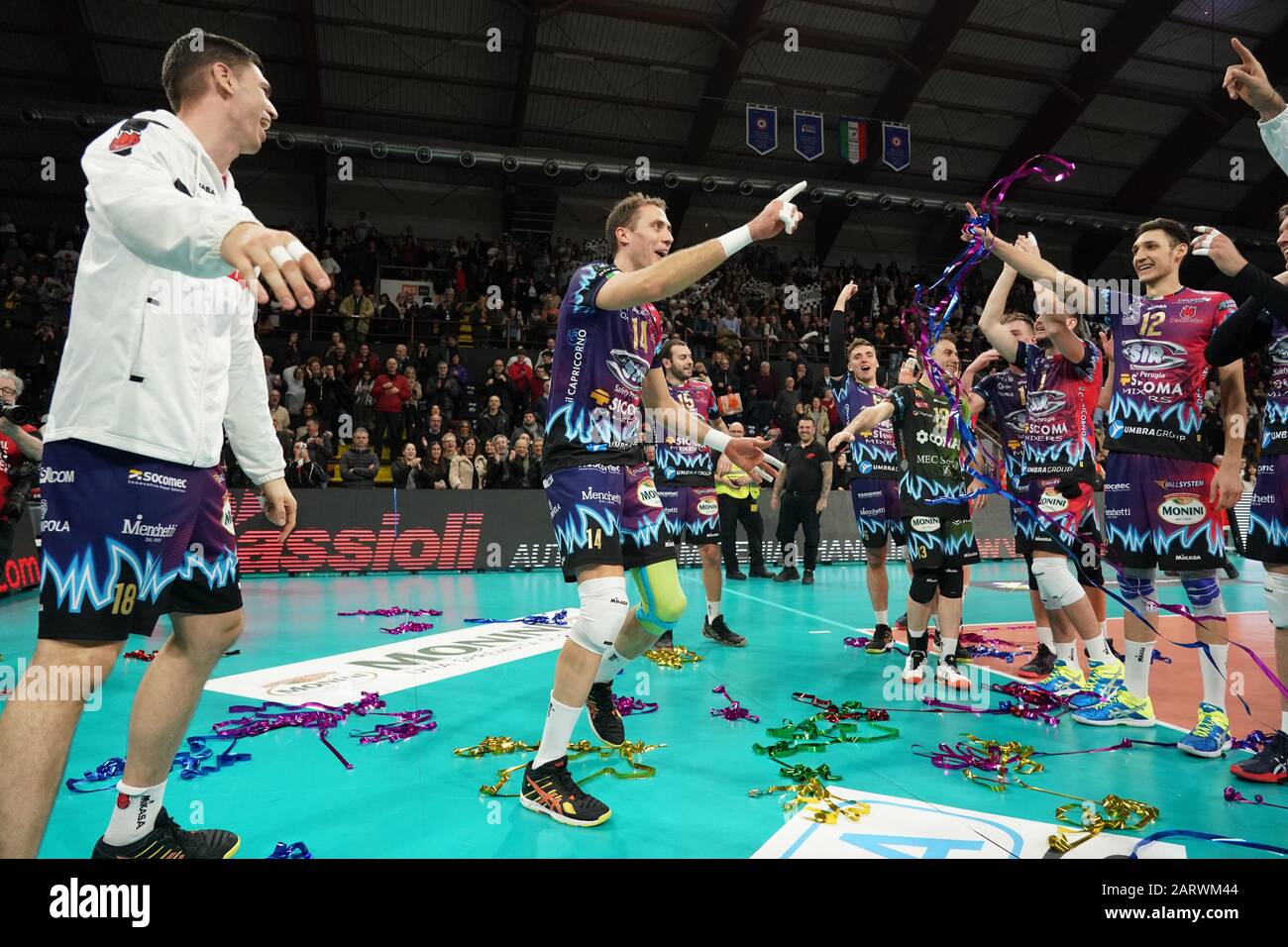 Pérouse, Italie, 29 Jan 2020, monsieur sicoma monini célèbre le vittoria pendant Sir Sicoma Monini Pérouse vs Tours VB - Volleybal Champions League Men Championship - crédit: LPS/Loris Cerquiglini/Alay Live News Banque D'Images
