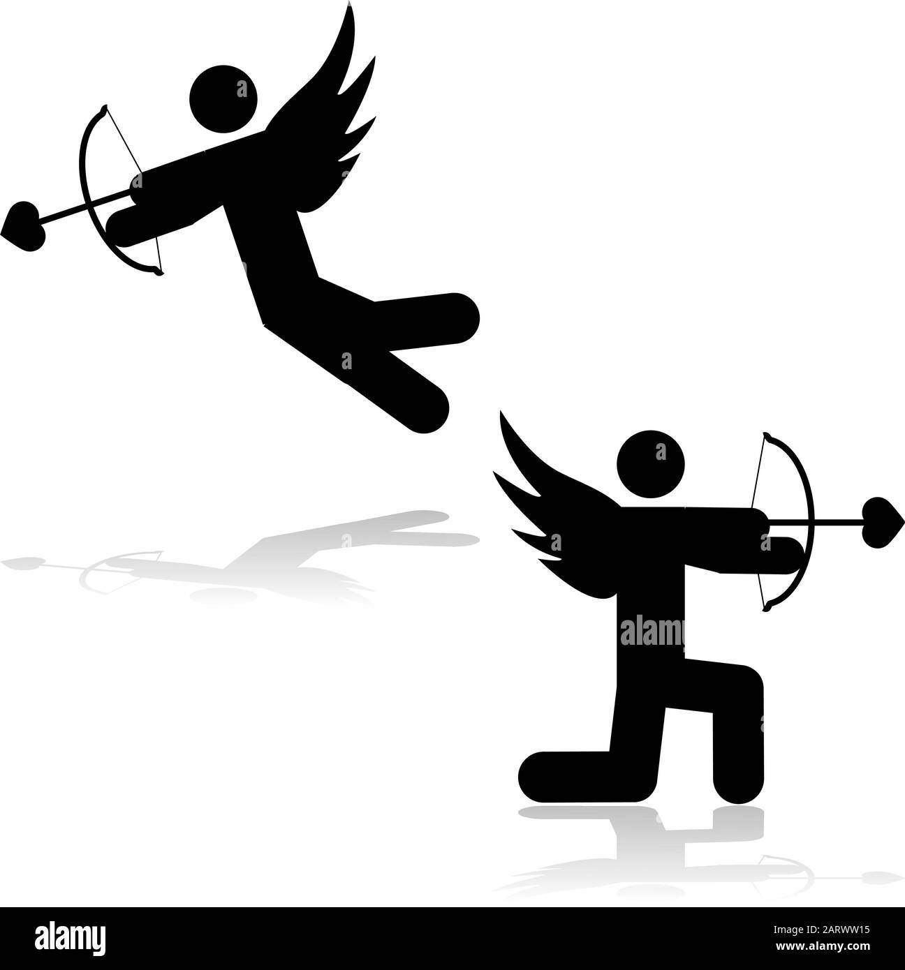 Illustration montrant une icône cupid stick figure visant une flèche avec une pointe en forme de cœur Illustration de Vecteur