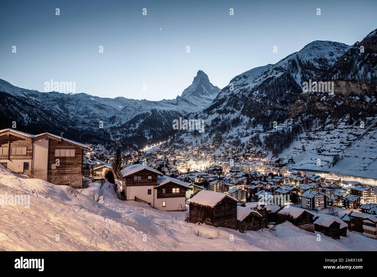 Vue imprenable sur le pic de Matterhorn depuis Zermatt Banque D'Images