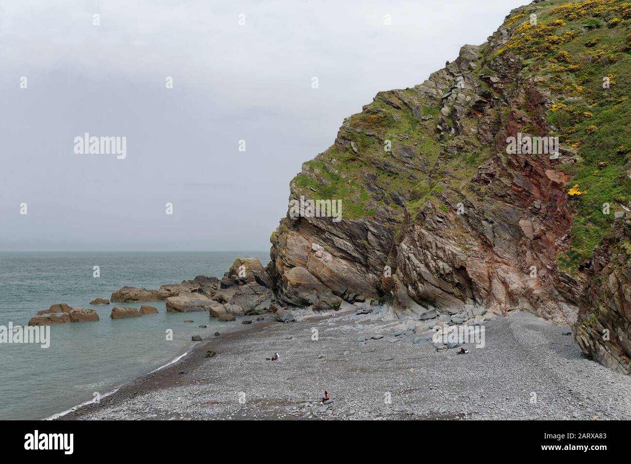 Plage et falaises à Highveer point, Heddon's Mouth, Exmoor, Devon Banque D'Images