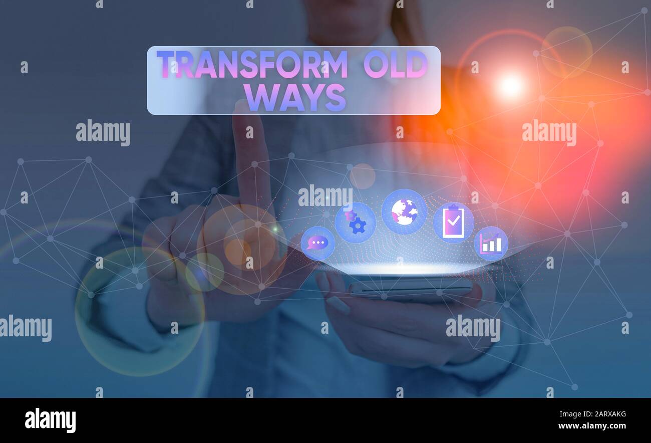 L'écriture de texte Word transformer les vieilles manières. Photo d'affaires mettant en valeur le remplacer par de nouvelles méthodes alternatives nouvelle solution Banque D'Images