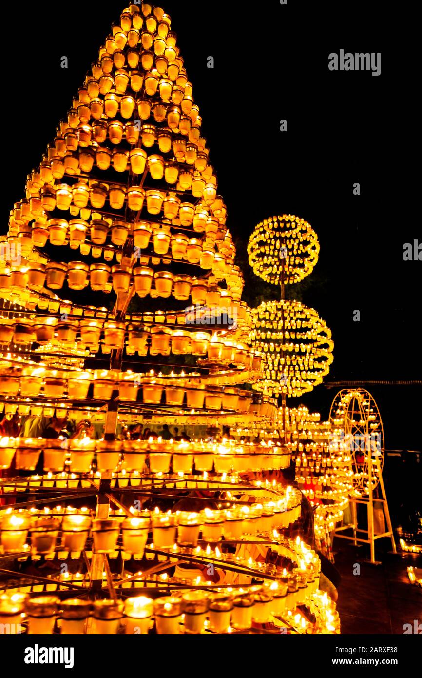 Sree padmanabhaswamy temple et padmatheertham lakshadeepam ,étang pendant la cérémonie de Thiruvananthapuram, Kerala, Inde Banque D'Images