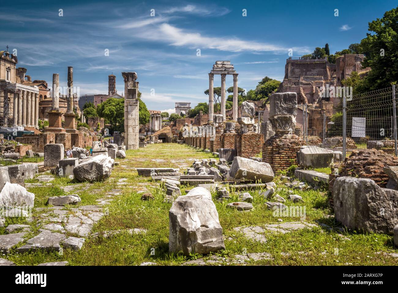 Ruines du Forum romain de Rome, Italie. Le Forum romain est un monument important de l'antiquité et est l'une des principales attractions touristiques de Rome. Banque D'Images