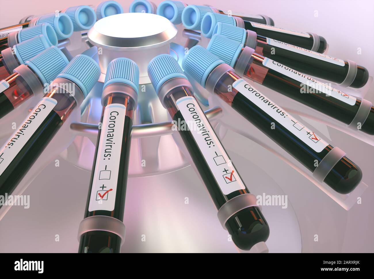 Coronavirus, groupe de virus qui causent des maladies chez les mammifères et les oiseaux. Chez l'homme, le virus cause des infections respiratoires. Illustration tridimensionnelle. Banque D'Images
