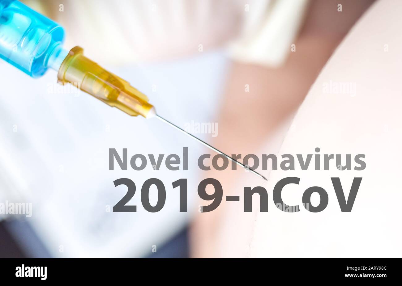 Nouveau virus corona - 2019-nCoV, éclosion du virus WUHAN corona. Mot écrit contre le vaccin des patients Banque D'Images