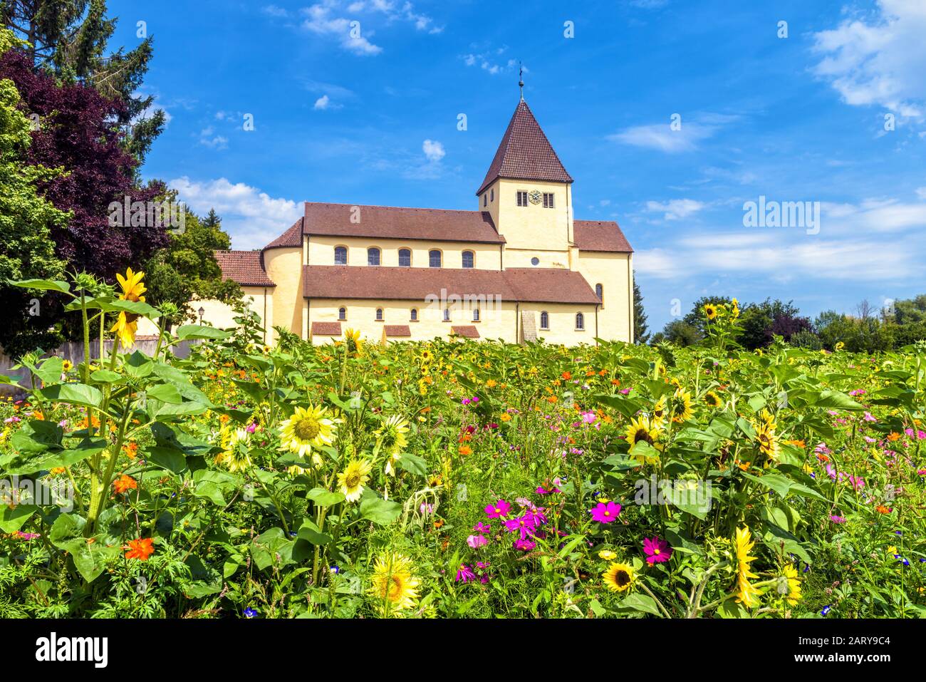 Île De Reichenau Dans Le Lac De Constance, Allemagne. C'est une attraction touristique de Baden-Wurttemberg. Vue magnifique sur l'ancienne église St George, site touristique De Reic Banque D'Images