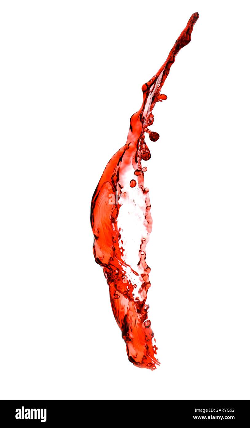 Vin rouge éclaboussant sur fond blanc Banque D'Images