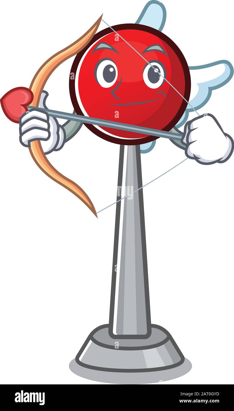 Antenne romantique personnage de dessin animé Cupid avec flèche et ailes Illustration de Vecteur