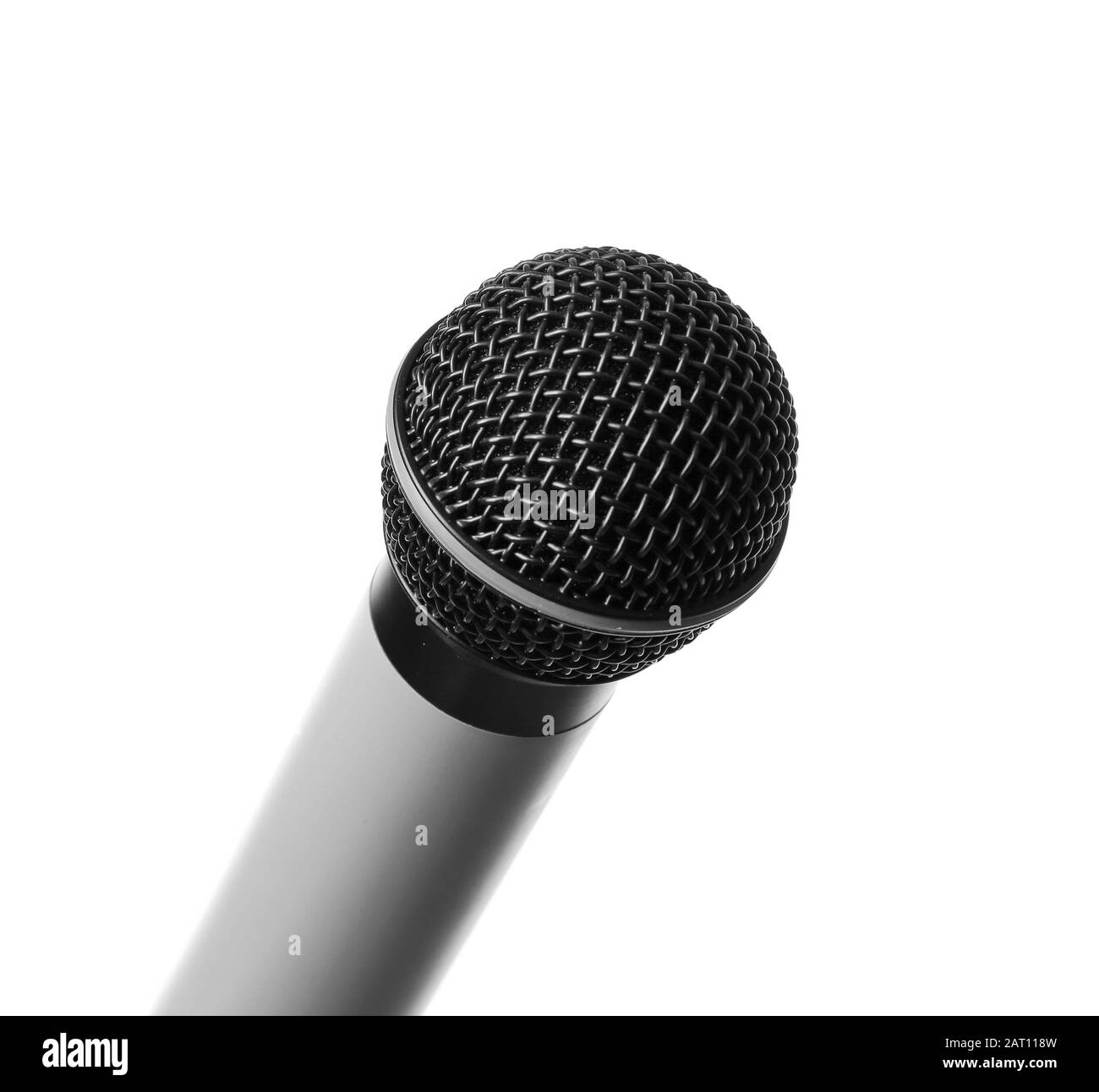 Microphone moderne sur fond blanc Banque D'Images