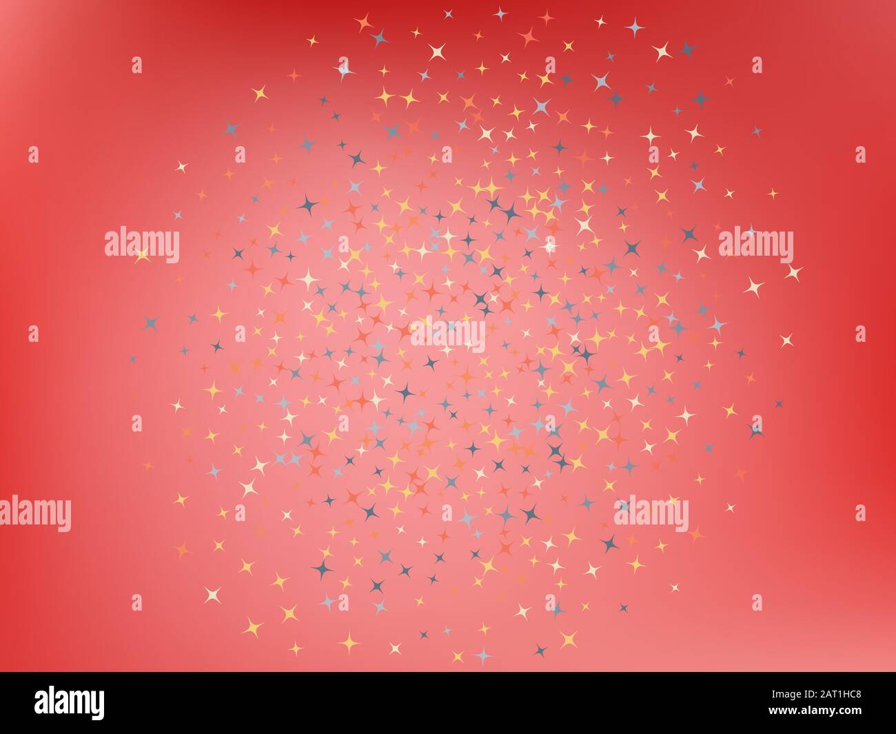 Arrière-plan de couleur corail. Étoiles confetti. Maillage colorimétrique ordinaire. Étoiles confetti. Fond confetti avec étoiles. Illustration de Vecteur