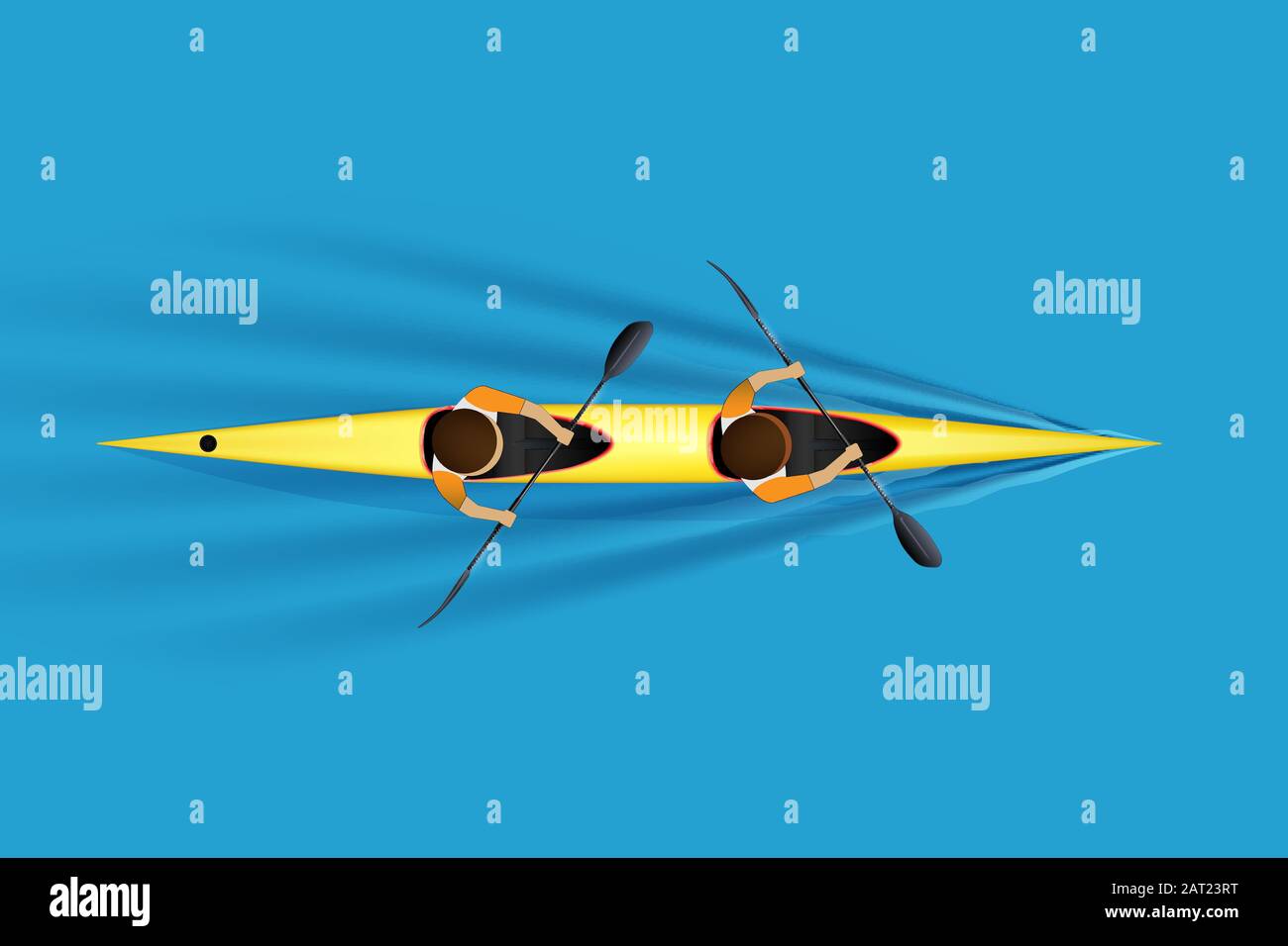 Double kayak Sprint avec paddler Illustration de Vecteur