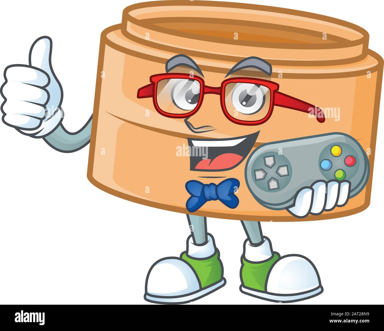 Smiley gamer panier dimsum style mascotte dessin animé Illustration de Vecteur