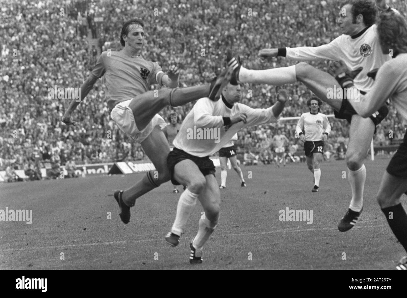 Finale coupe du monde 1974 à Munich, Allemagne de l'Ouest contre les Pays-Bas 2-1; Game Moments Date: 7 juillet 1974 lieu: Munich, Pays-Bas, Allemagne de l'Ouest mots clés: Finales, sports, football, championnats du monde Banque D'Images