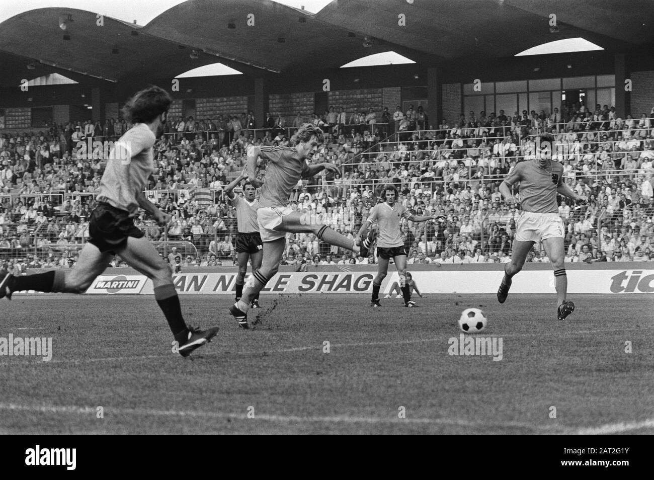 Coupe du monde 1974; Pays-Bas contre l'Uruguay 2-0; Rep scores 2-0 Date: 15 juin 1974 mots clés: Sport, football, championnats du monde Banque D'Images