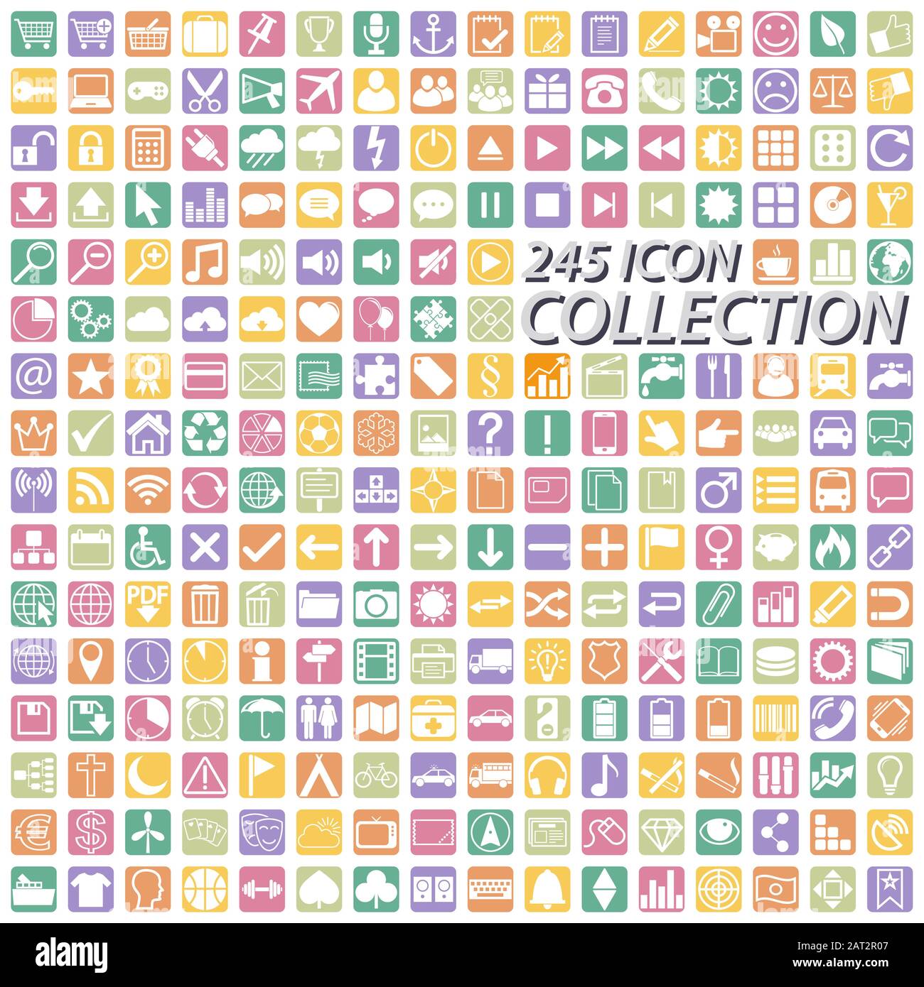 grande collection d'icônes pour l'utilisation professionnelle, 245 icônes de couleur différentes Illustration de Vecteur