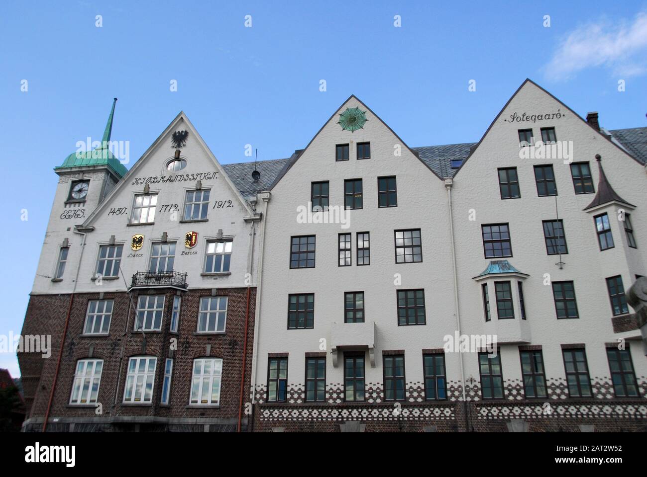Norvège, Bergen, marché du poisson et bâtiments 01 Banque D'Images