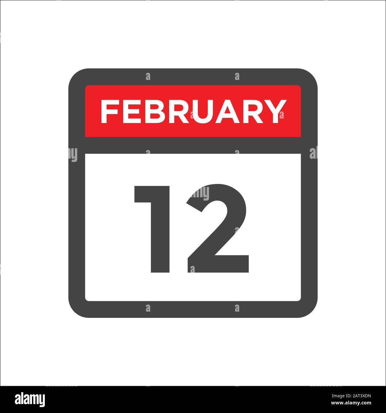 Icône du calendrier du 12 février avec jour et mois Image Vectorielle Stock  - Alamy