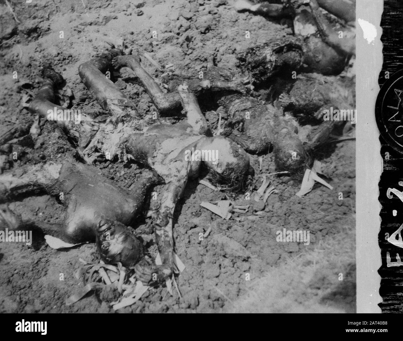 [DLC} A Brûlé chinois/Malang Dans la rue Gadang à Malang (East Jawa) 21 chinois - après avoir été abusé - sont enfermés dans une conserie. Le bâtiment a alors été incendié, donc les Chinois ont été tués dans les flammes. L'auteur principal de ce crime odieux est une certaine Lasmoe, qui, par sa méthode d'intimidation de la population, s'est sentie si sûre qu'il a été laissé à Malang lorsque les troupes néerlandaises ont occupé cette ville. En direction de la population, il a été capturé, de sorte qu'il ne puisse pas échapper à sa justice Annotation: DJK Date: Juillet 1947 lieu: Indonésie, Pays-Bas Indes orientales Banque D'Images