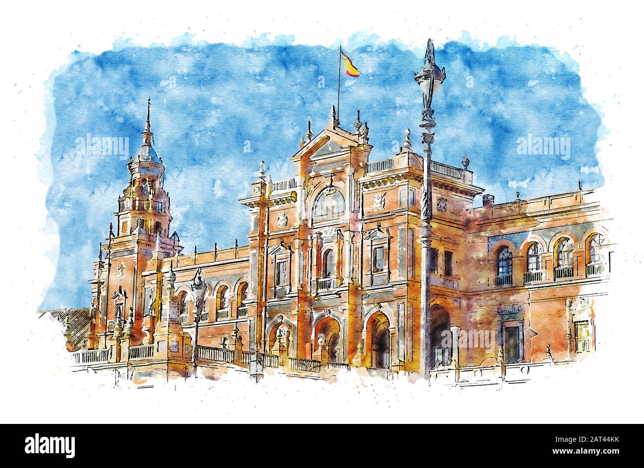 La Plaza de España à Séville est une des plus spectaculaires d'espaces architecturaux dans la ville et l'architecture. Neo-Moorish Banque D'Images