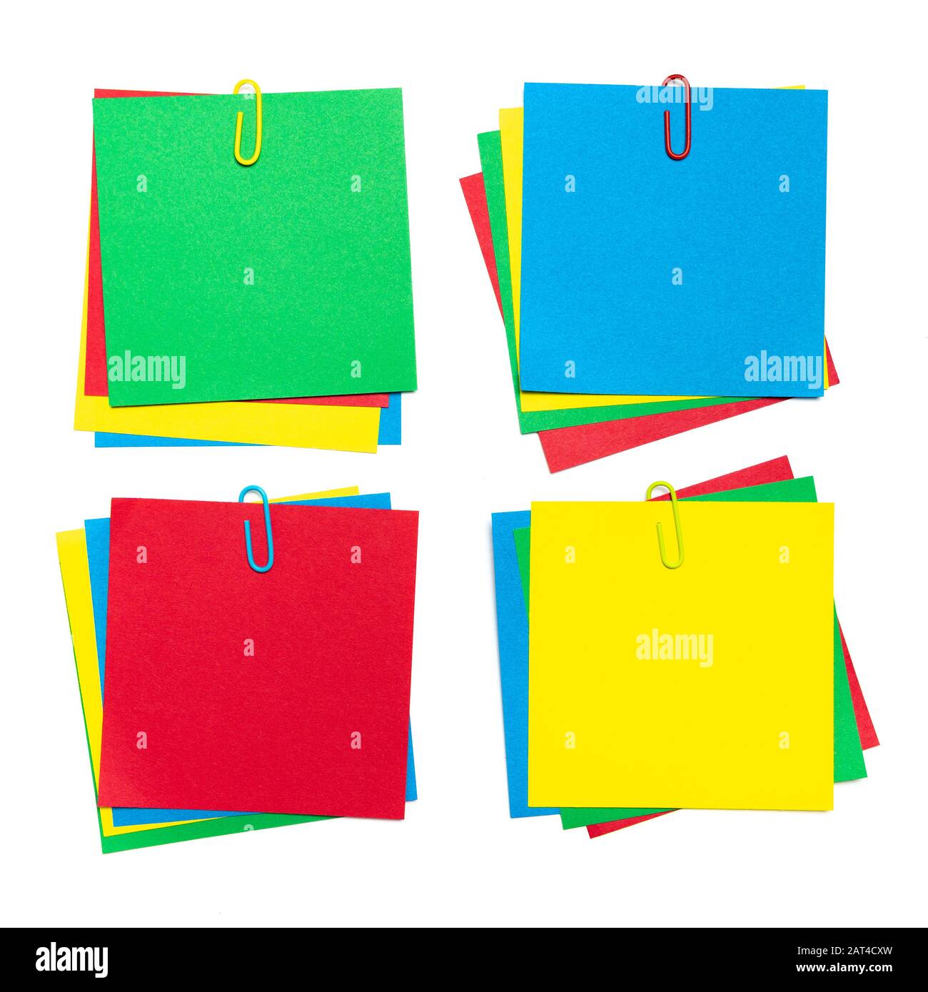 Jeu de 4 couleurs de bloc de notes adhésives. Banque D'Images
