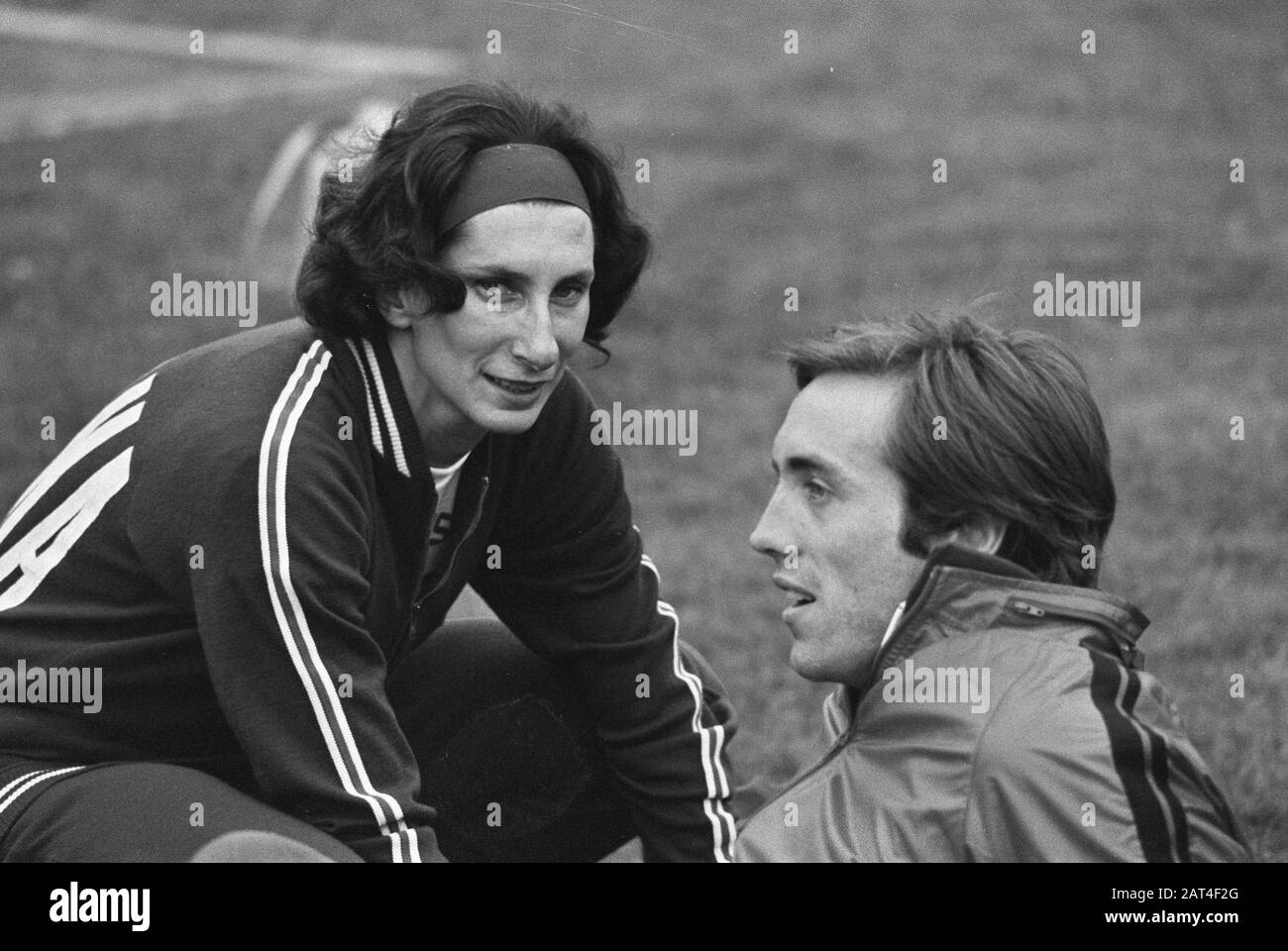 Compétitions internationales d'athlétisme à Papendal en 1975, Irena Szewinska, titulaire du record mondial polonais et compatriote Buciarski; Banque D'Images