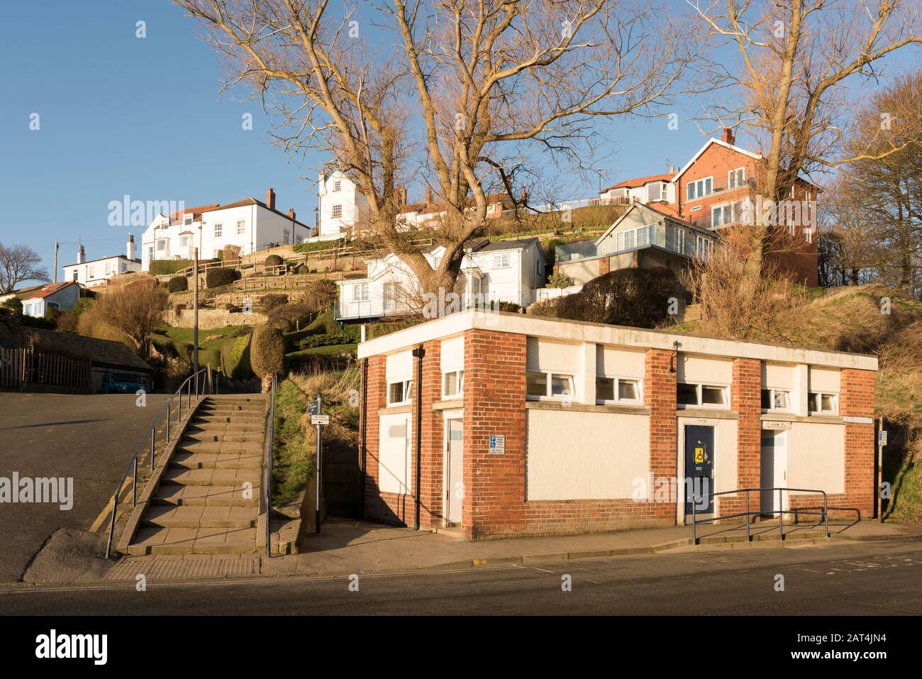 Toliets publics, Filey, Yorkshire du Nord. Banque D'Images