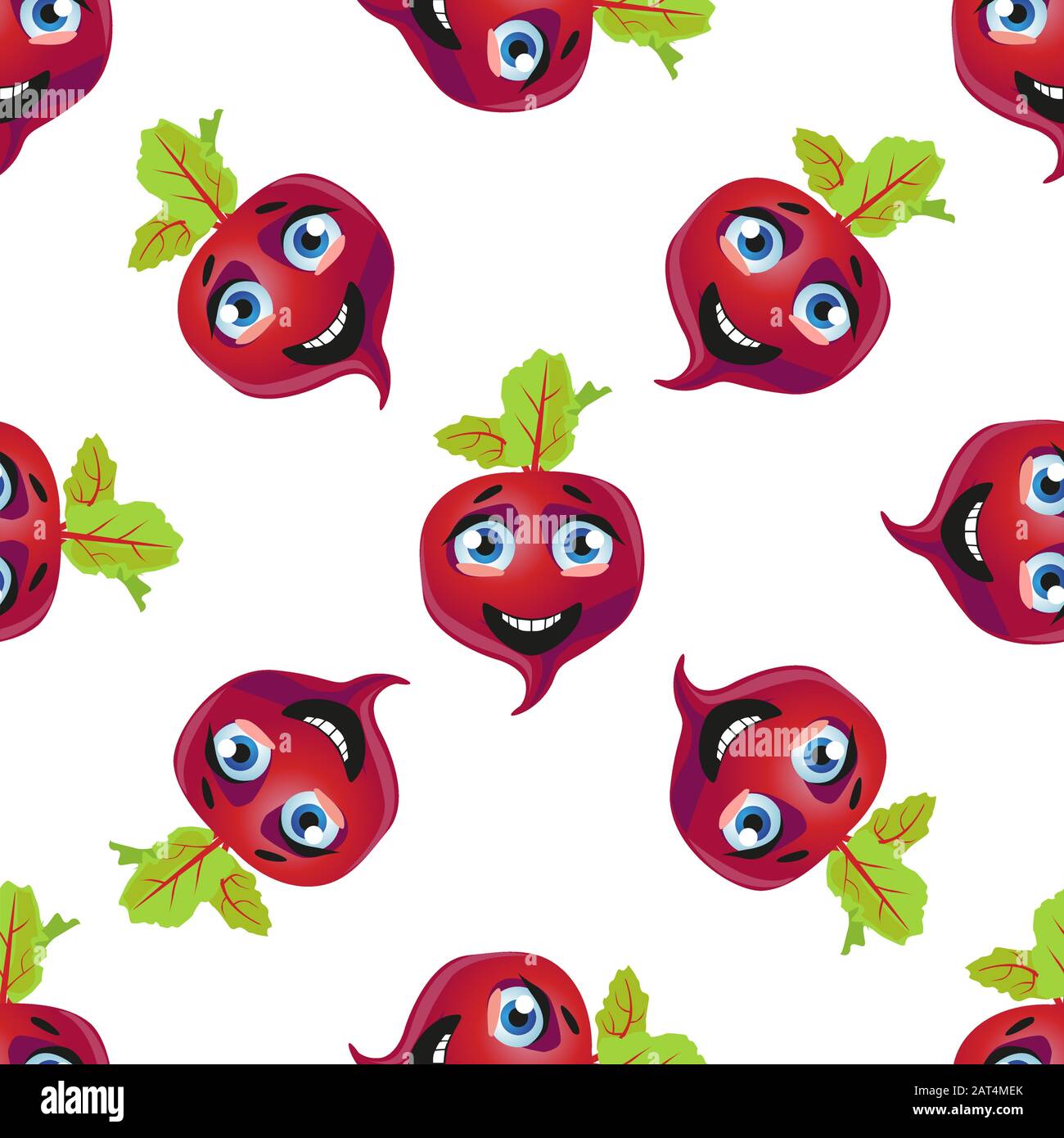 Joli motif sans couture avec betterave à motif émoticône Illustration de Vecteur