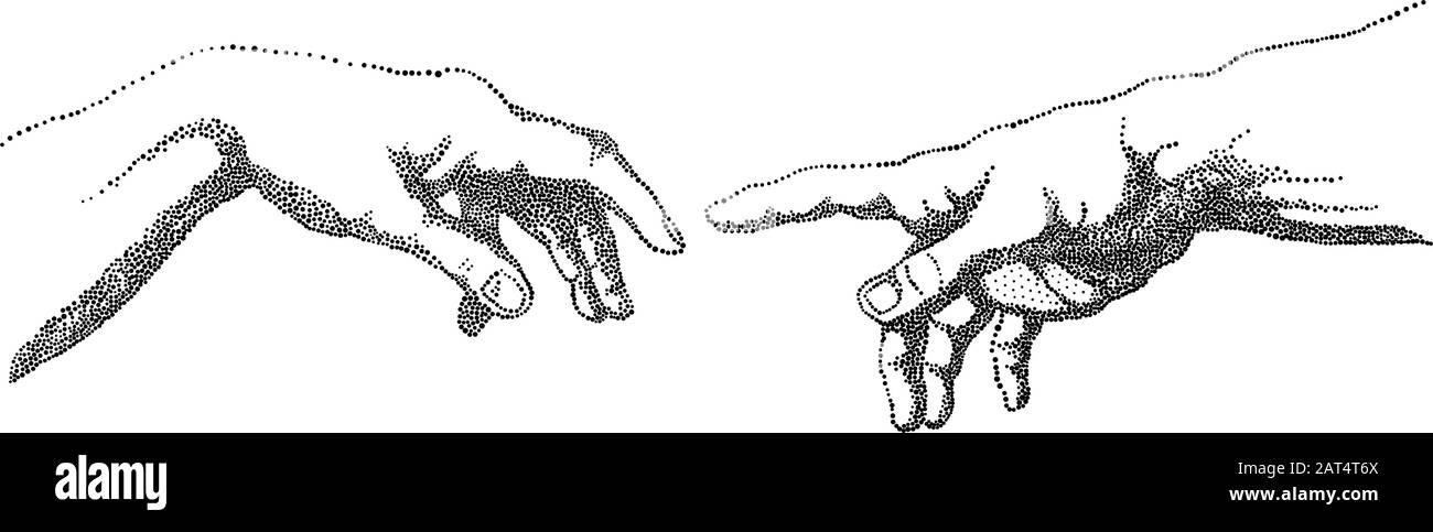 La création d'Adam après Michel-Ange, mains vectorielles, illustration Illustration de Vecteur