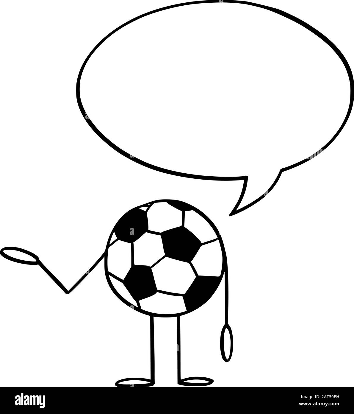 Illustration vectorielle du personnage de football de dessin animé ou de ballon de football avec bulle d'expression .Publicité ou design marketing de sport. Illustration de Vecteur