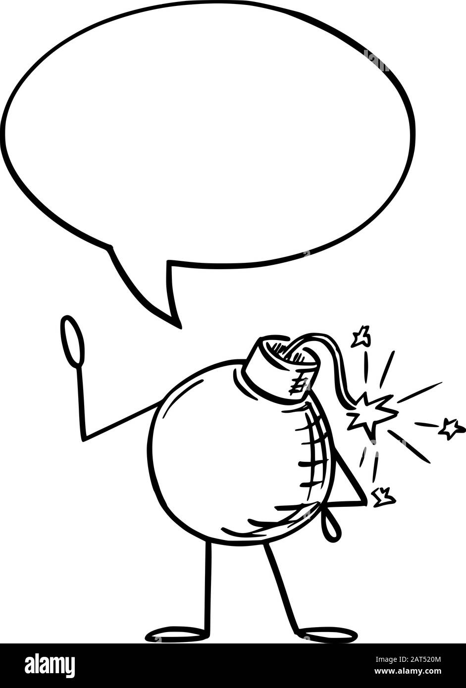 Illustration vectorielle d'un personnage de bombe rétro de dessin animé avec bulle vocale. Publicité de remise ou de vente ou conception marketing. Illustration de Vecteur